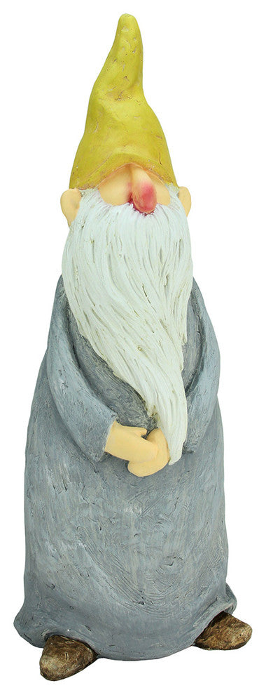 20" Gnome with Gray Robe and Yellow Cap Outdoor Patio Garden Statue