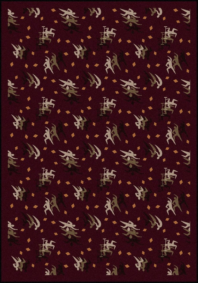 Games People Play Rug, Burgundy, 5'4"x7'8"