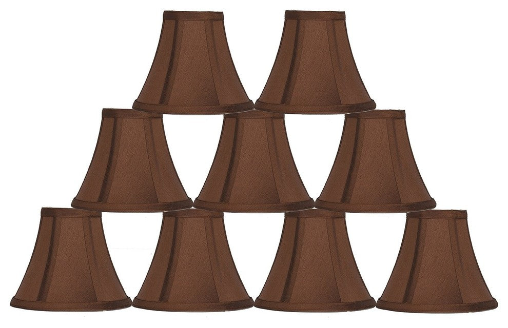 Silk Bell Chandelier Lamp Shade, 3x6x5", Copper, Set of 9