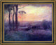 George Inness Pastoral Landscape at Sunset Framed Premium Canvas Print, 18"x24"