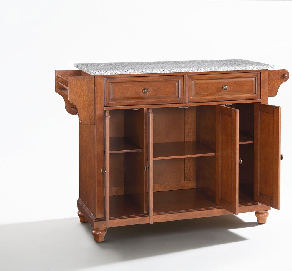 Crosley Furniture Cambridge Wood Kitchen Island in Cherry/Gray