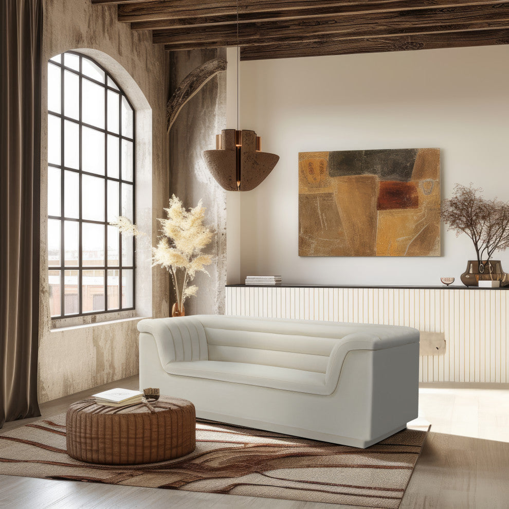 Cascade Upholstered Set, Cream, Velvet, Loveseat