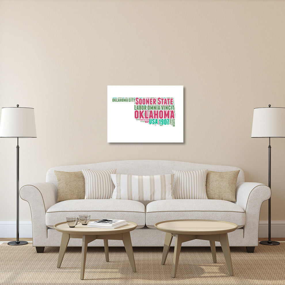 "Oklahoma Word Cloud Map" Fine Art Print