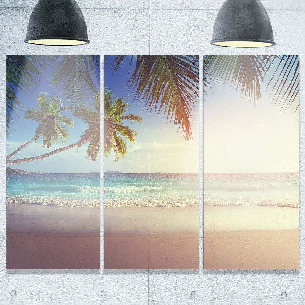 "Typical Sunset on Seychelles Beach" Metal Wall Art, 3 Panels, 36"x28"