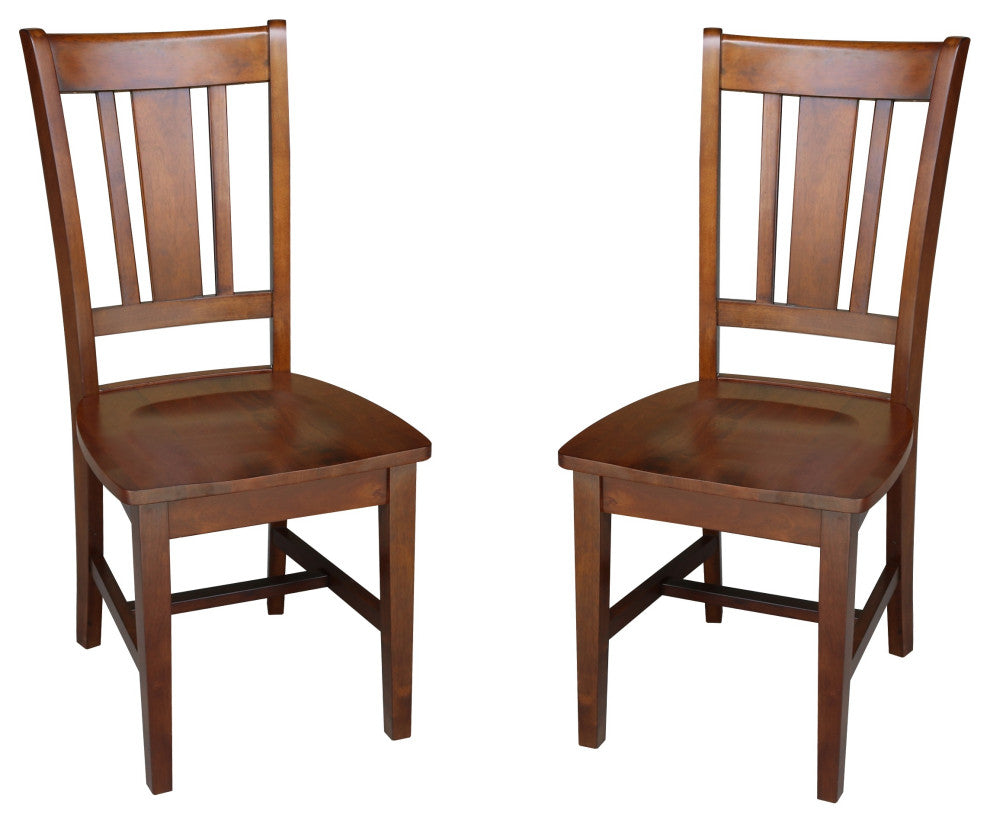 Set of Two San Remo Slat Back Chairs, Espresso