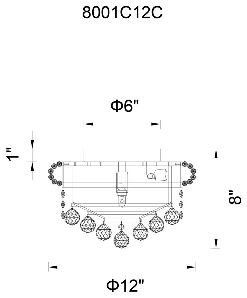 Empire 3 Light Flush Mount With Chrome Finish