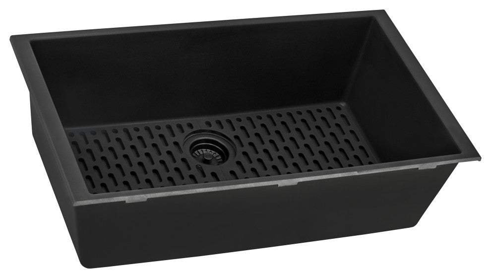 30-inch inch Granite Composite Undermount Sink - Midnight Black - RVG2030BK