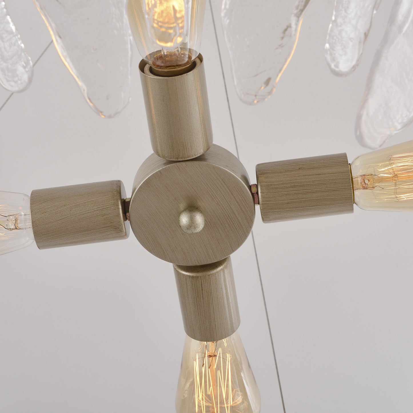 Eva 4-Light 29" Modern Handcrafted Glass Chandelier Brushed Champagne Silver