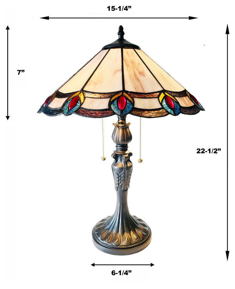 Ryce Tiffany 2-Light Geometric Table Lamp 16" Shade