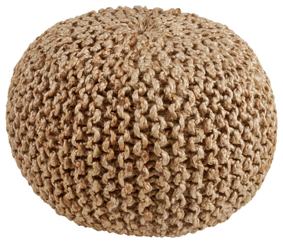 Jute Braided Decorative Pouf, Natural