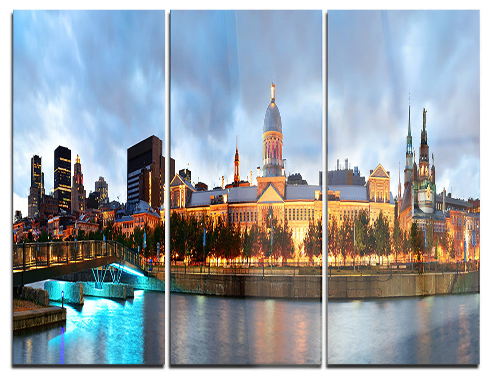 "Montreal Panoramic View" Photo Metal Wall Art, 3 Panels, 36"x28"