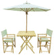 Set of Bamboo Square Table, 2 Director Chair, 1 Umbrealla, Celadon