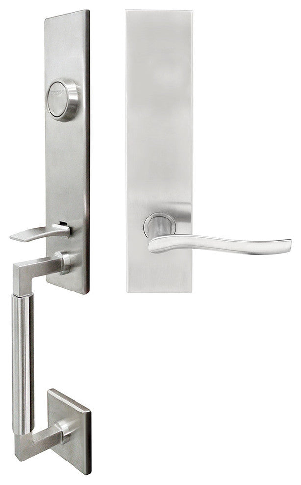 Waterfall Lever, Tubular Dummy Handleset, Left Hand, Satin Stainless Steel