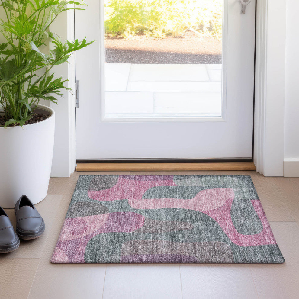 Machine Washable Indoor/Outdoor Chantille ACN1867 Blush 1'8" x 2'6" Rug