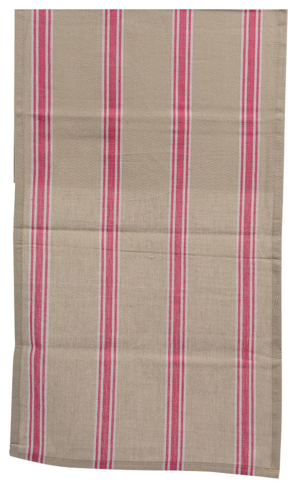 55"x15.75" Naturelle et Terreuse and Striped Table Runner, Pink