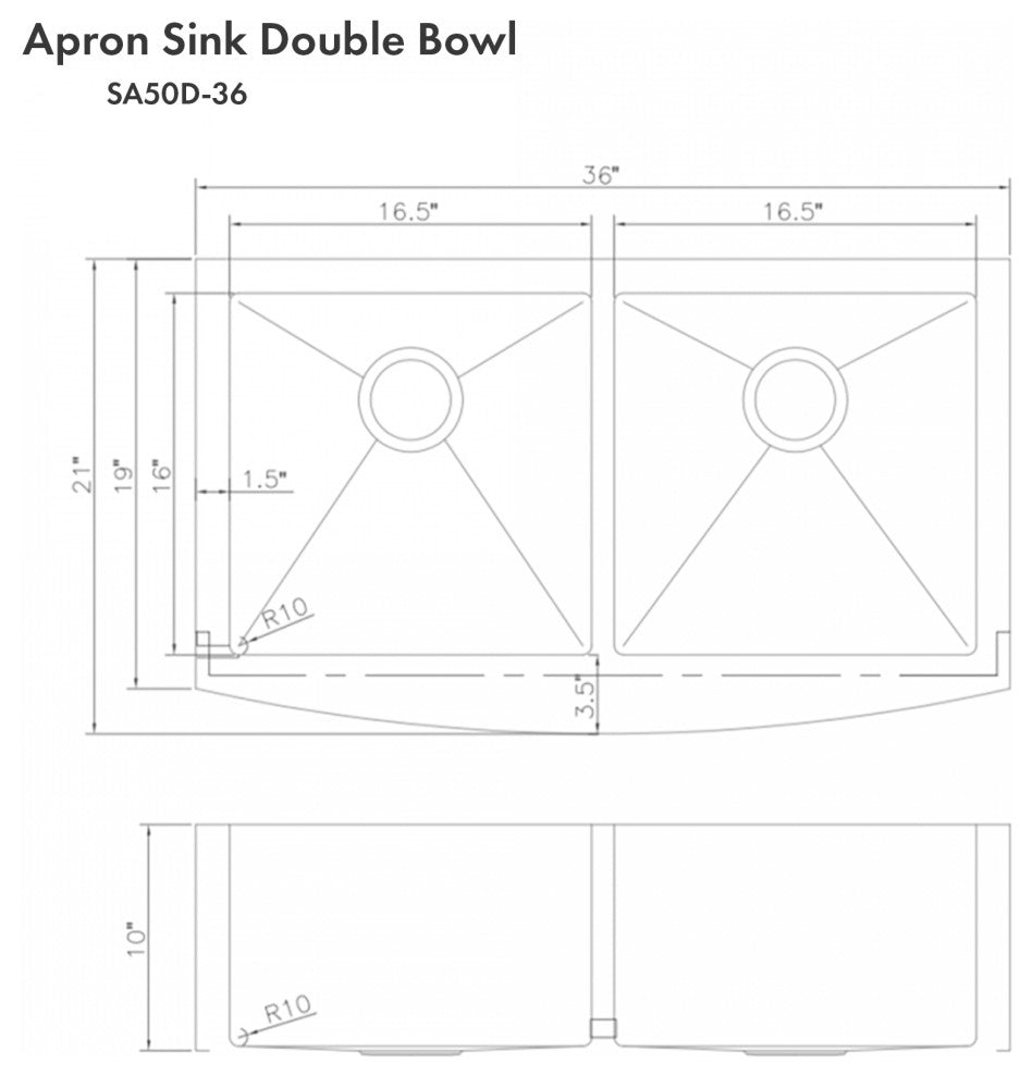 ZLINE Farmhouse Double Bowl Sink in Stainless Steel with Bottom Grid