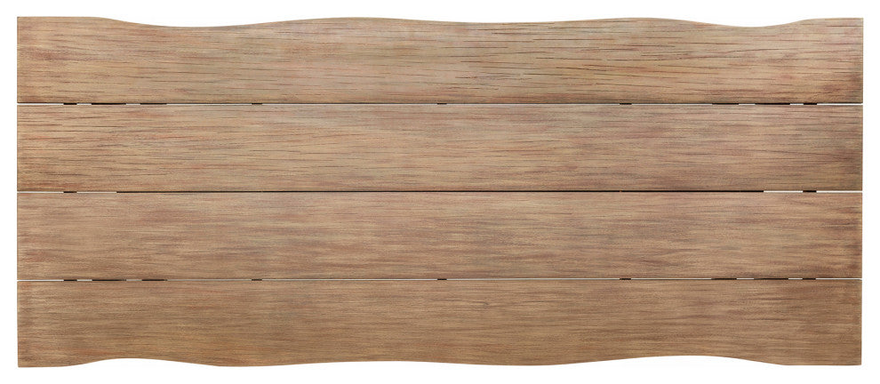 Glendora Outdoor Patio Live Edge Dining Table Eucalyptus Wood Black Metal Base