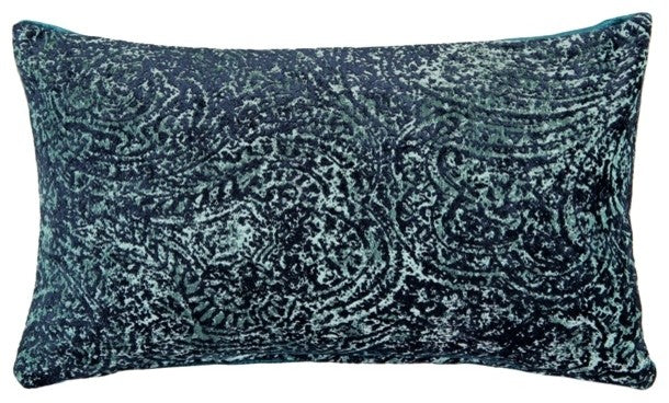 Pillow Decor, Visconti Teal Blue Chenille Throw Pillow 12x20