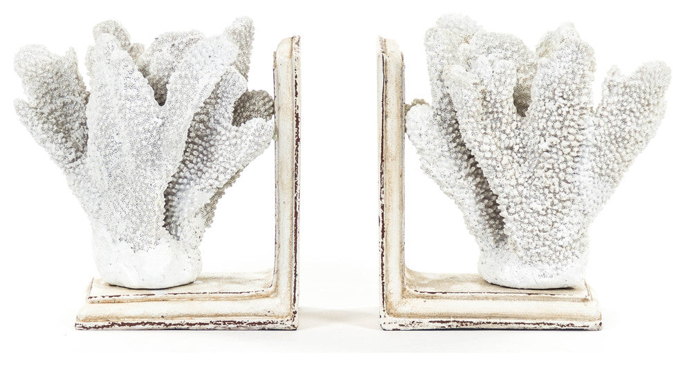 White Coral Bookends, Set of 2