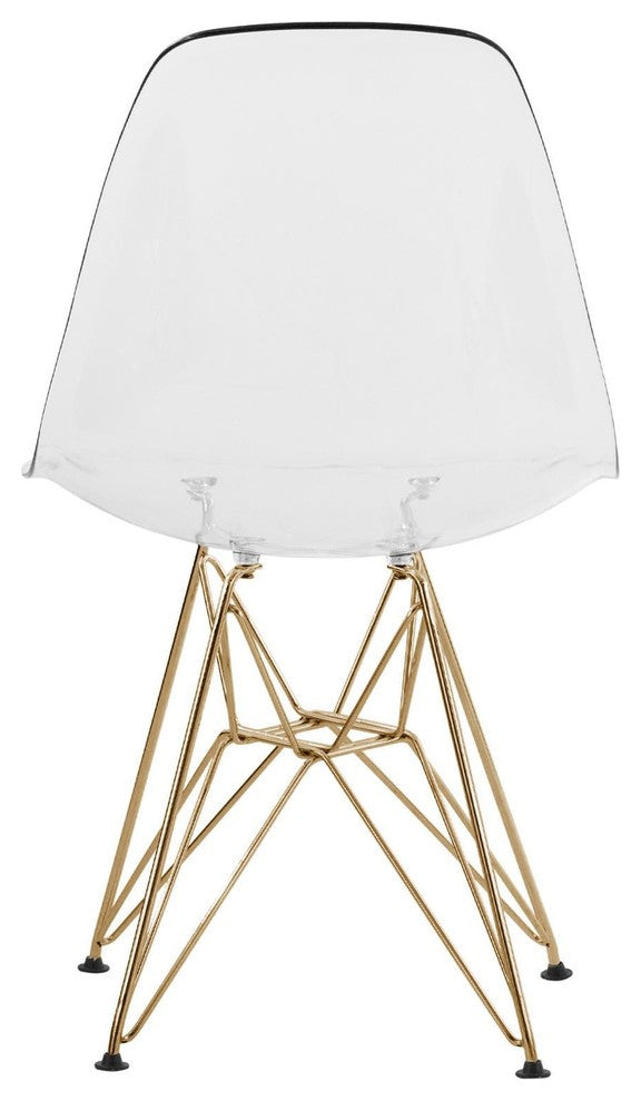 Cresco Eiffel Base Dining Chair, Gold Base, Set of 2, Clear