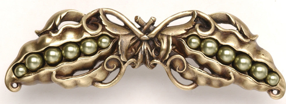 Pearly Peapod Pull Antique Brass, Antique Brass