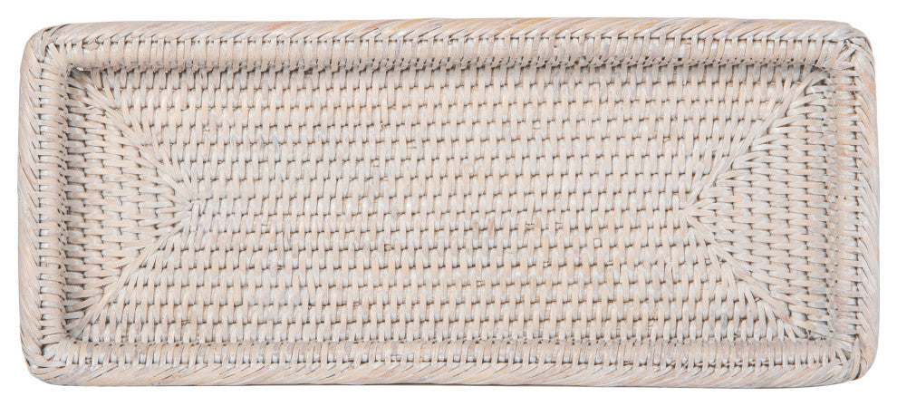 La Jolla Rattan Vanity and Bathroom Tray, White-Wash