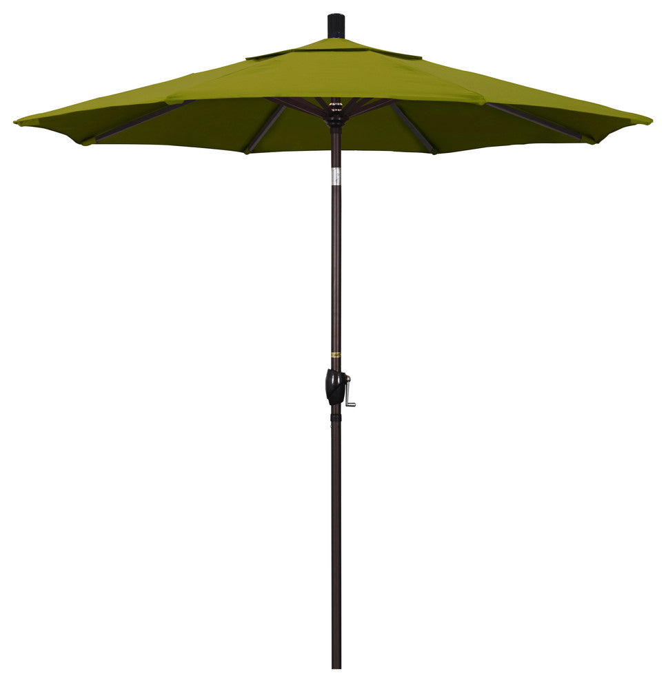 7.5' Bronze Push-Button Tilt Crank Aluminum Umbrella, Ginkgo Pacifica