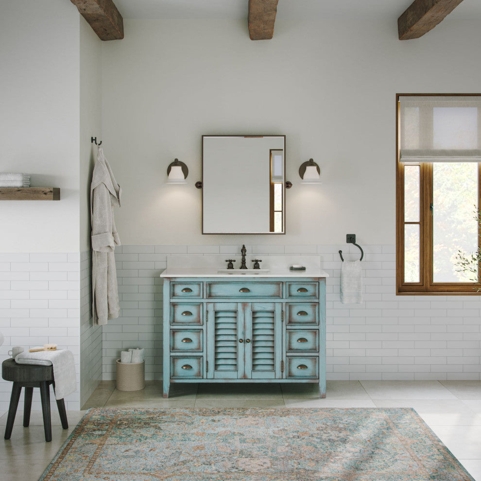 The Aurora Bathroom Vanity, Blue, 47", Single Sink, Freestanding