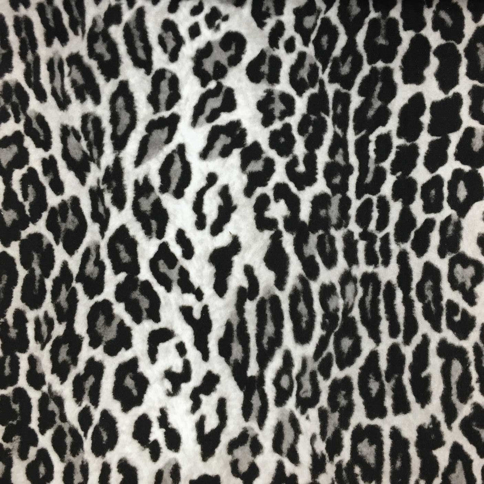 Safari Leopard Velvet Fabric, Black With Backing, With Backing