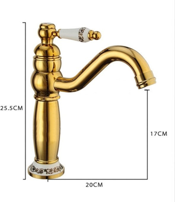Lenox Gold and Ceramic Single Handle Deck Mounted Bathroom Sink Faucet