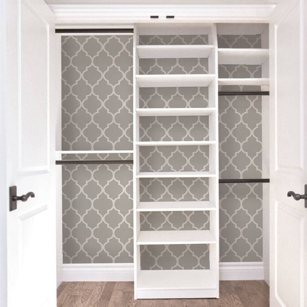 Moroccan Peel and Stick Vinyl Wallpaper, Warm Gray, 24" X 60"