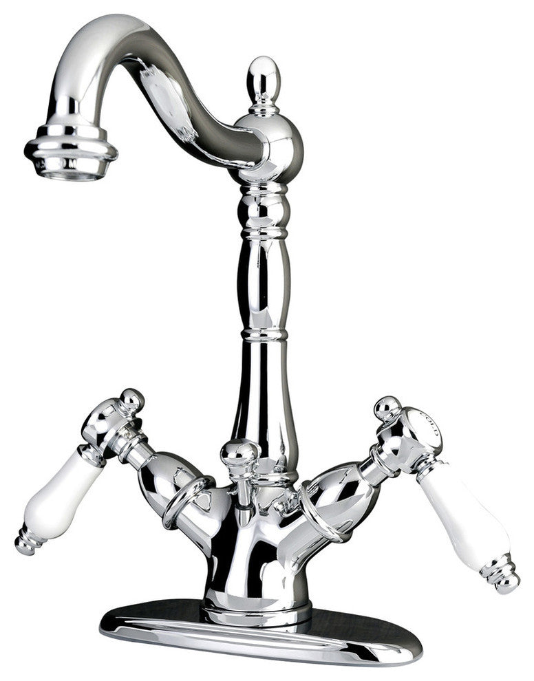 Kingston Brass Two-Handle Bathroom Faucet With Brass Pop-Up, Polished Chrome