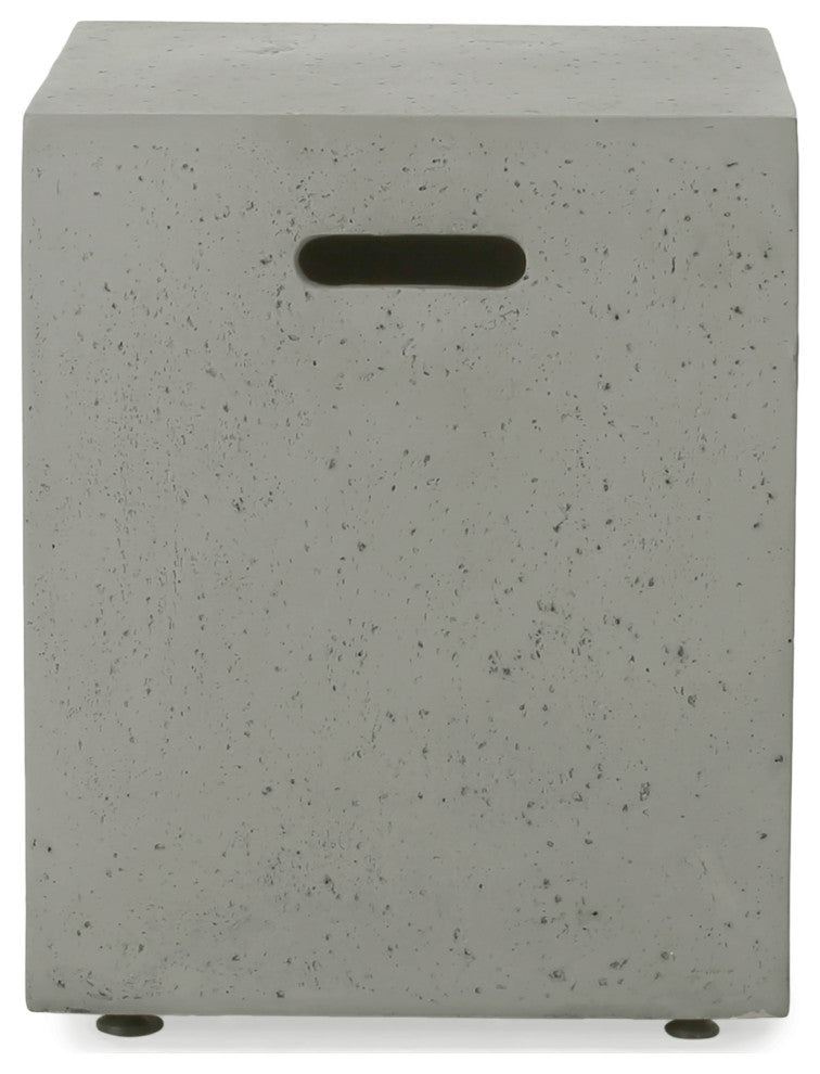 Hearth Outdoor Lightweight Concrete Tank Holder Side Table, Light Gray
