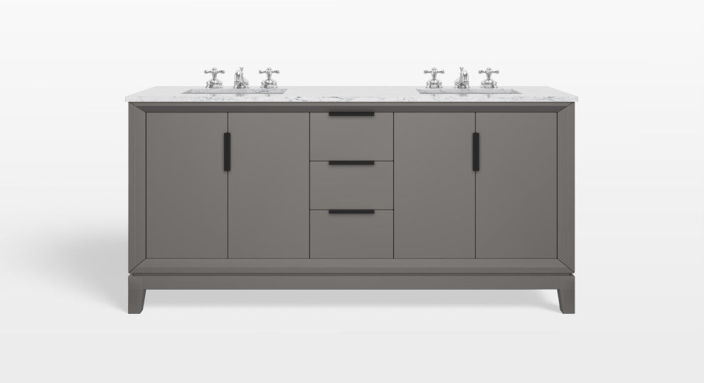 The Ezra Bathroom Vanity, Cashmere Gray, 72", Double Sink, Freestanding