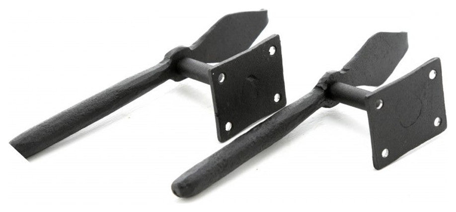 Black Shutter Dog Holders 7" L Wrought Iron Rust Resistant Wood Mount Pack of 6