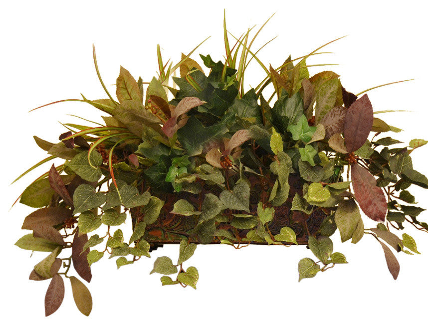 Mixed Silk Greenery Ledge Plant with Laurel and Grasses
