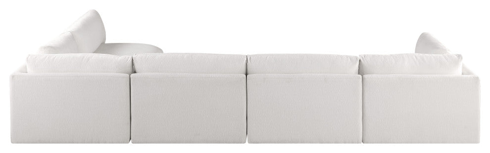 Ease Fabric Upholstered L-Shaped Modular Sectional, Cream, 5 Piece: 2 Corner, 3 Armless