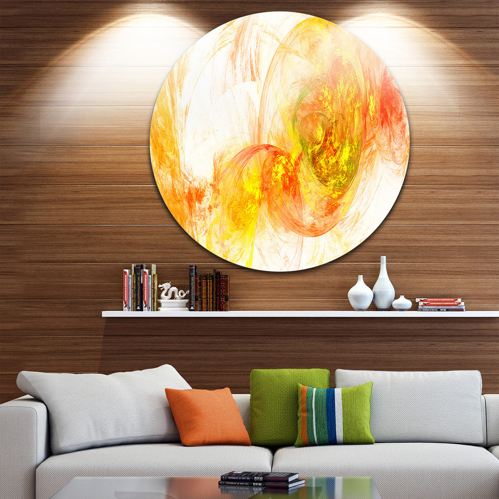 Colored Smoke Yellow, Abstract Digital Art Round Wall Art, 11"