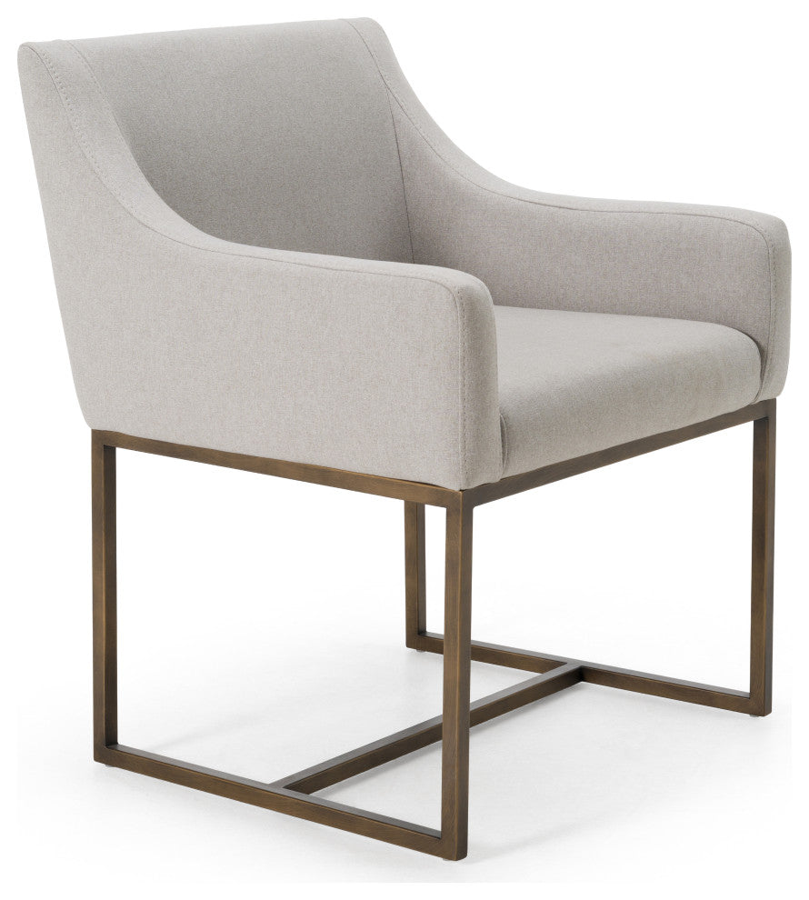 Modrest Basel Gray and Copper Antique Brass Dining Chair