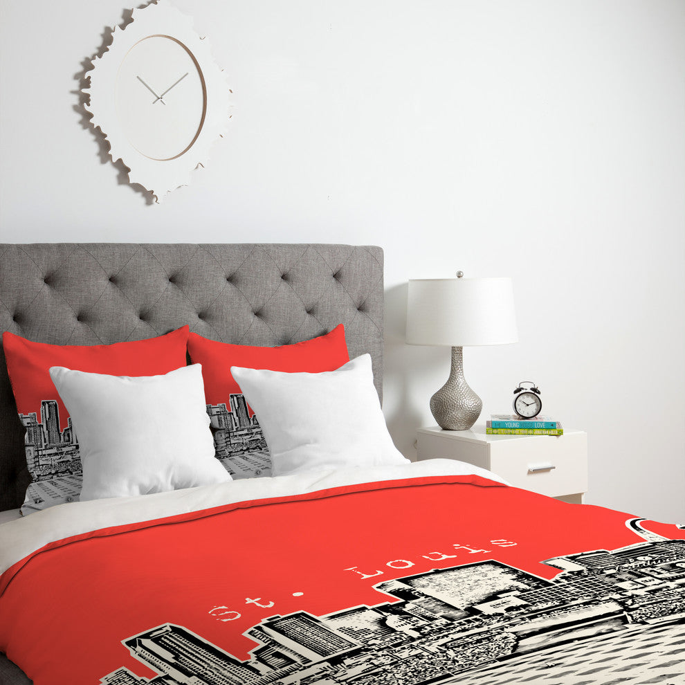 Deny Designs Bird Ave St Louis Red Duvet Cover - Lightweight