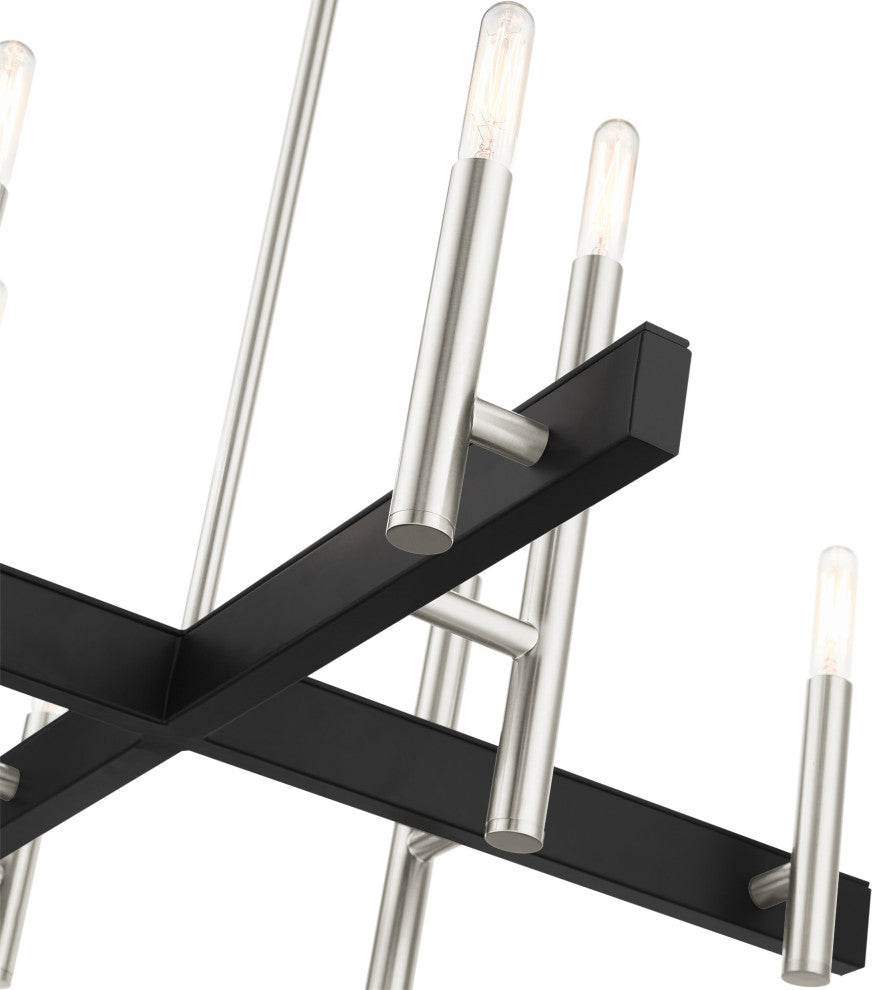 Brushed Nickel Mid Century Modern, Urban, Scandinavian, Minimal Chandelier