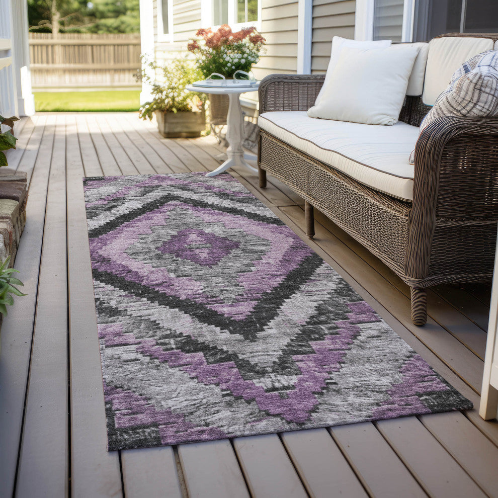 Machine Washable Indoor/Outdoor Chantille ACN1890 Violet 2'3" x 7'6" Runner Rug