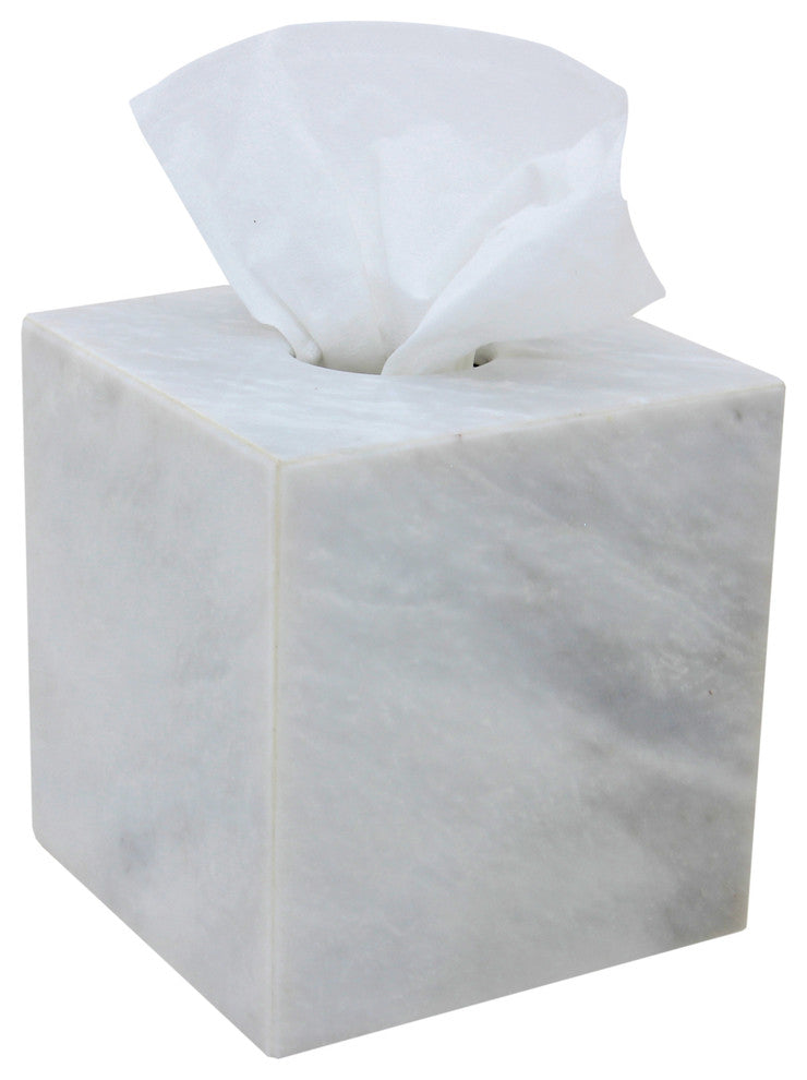 Myrtus Collection Pearl White Marble Tissue Box Holder
