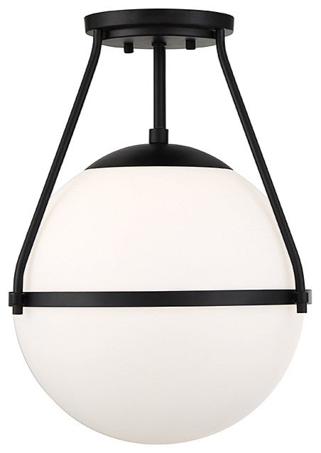 1-Light Semi-Flush Mount, Matte Black