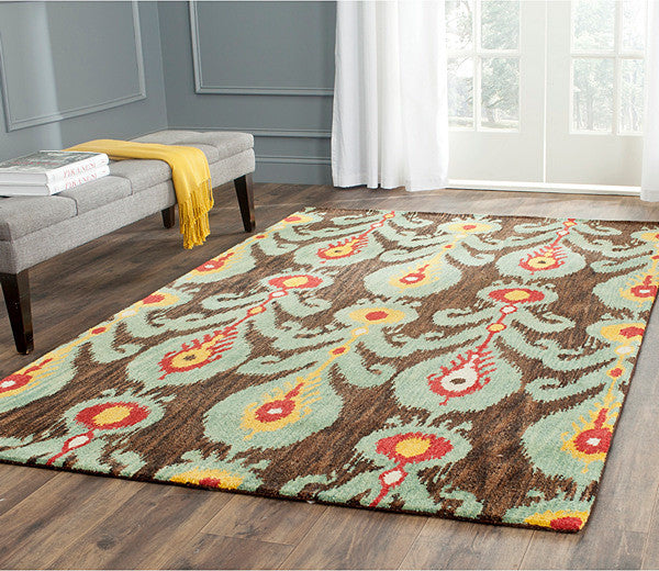 Safavieh Ikat Ikt219A Charcoal, Blue Area Rug