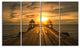 "Huge Wooden Bridge To Illuminated Sky" Sea Pier Wall Art, 4 Panels, 48"x28"
