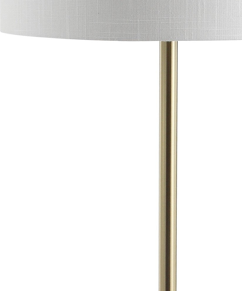 Luce Metal, Wood LED Floor Lamp With Table, Black, Brass, 59"