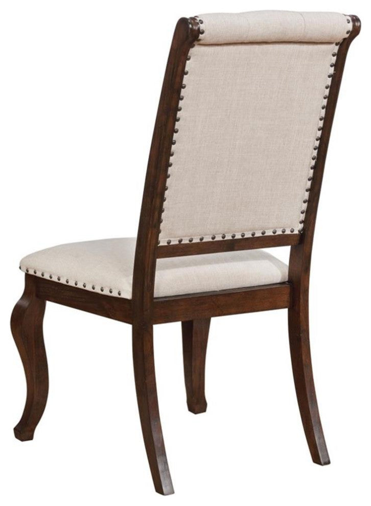 Pemberly Row Fabric Tufted Dining Chairs Cream and Antique Java
