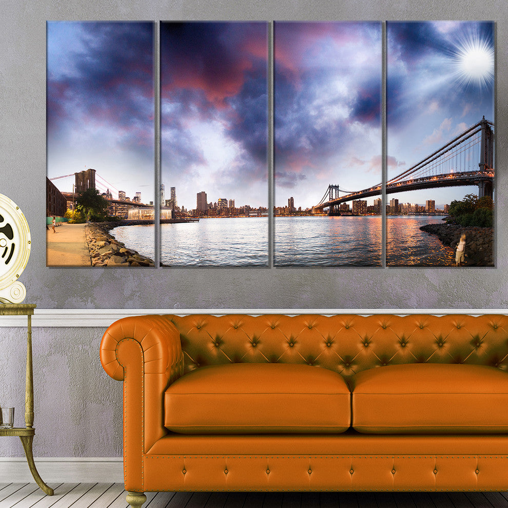 "Brooklyn Bridge Over East River" Canvas Print48"x28", 4-Panels