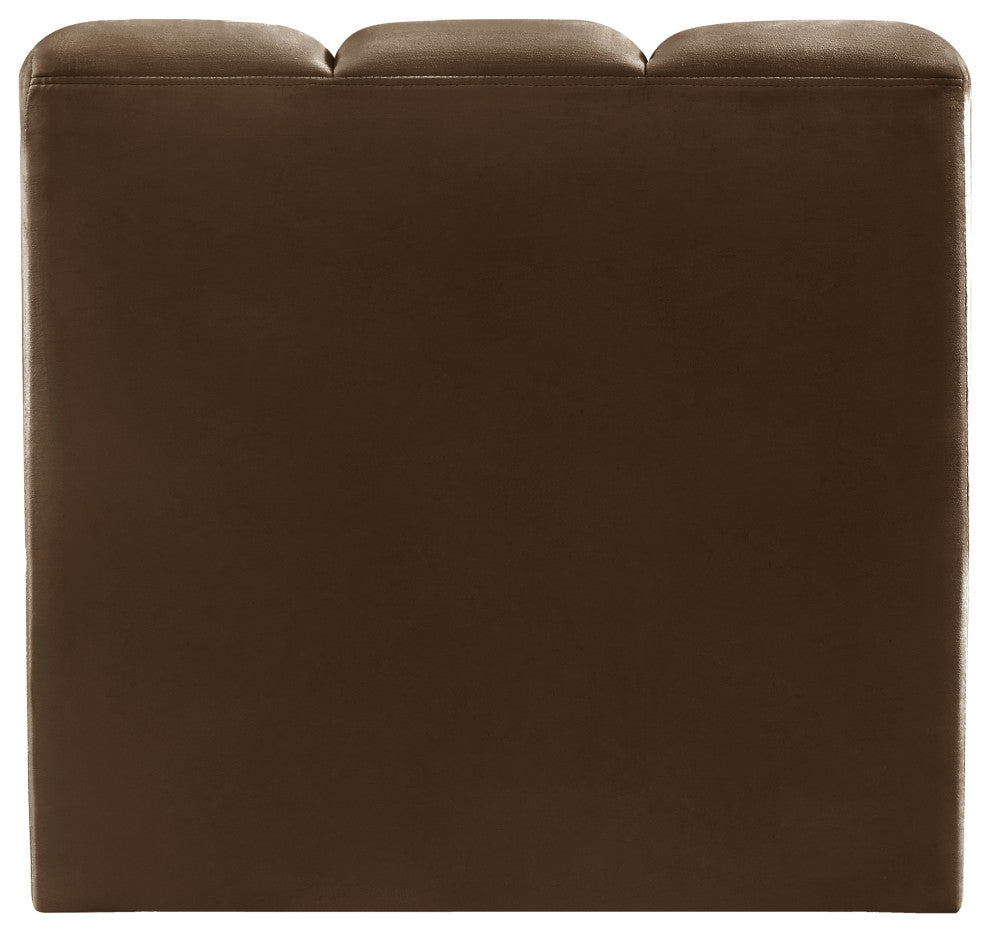 Arc Upholstered Modular Component, Brown, 1-Piece: Straight Chair, Velvet